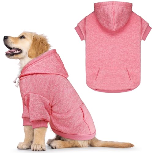 Hundepullover & Hoodies – Weiches Fleece-Sweatshirt mit Tasche für kleine Hunde & Welpen (Rosa) von QDYU