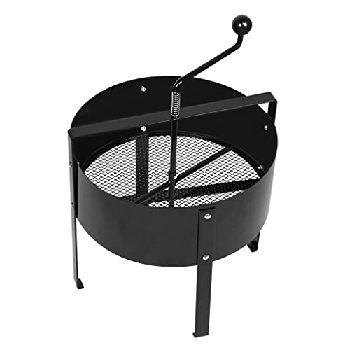 QEENTOE Gartensieb Ø40 cm I Handkurbelsieb aus Metall für Erde, Kompost & Sand I Robustes Bodensieb zur Trennung von Steinen & Unkraut (Schwarz) von QEENTOE