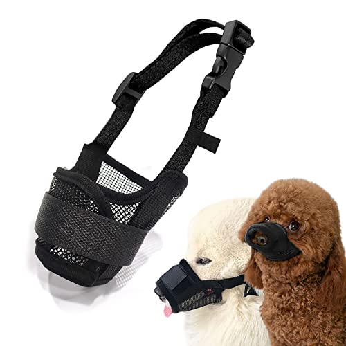 Maulkorb für Hunde mit verstellbarem Maulkorb, Selbstklebender Maulkorb, atmungsaktiver Maulkorb aus Mesh gegen Beißen, Bellen und Kauen, (L, XL ). von QEEQPF