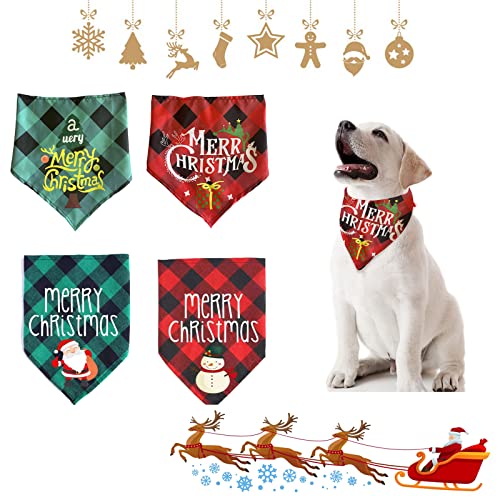 Bandana Hund, Haustier Bandanas, 4 Stück Bandana für Hund, Haustier Bandana, Hunde Bandana, Hundehalstuch, Haustier Dreieck Lätzchen, Halstuch Hund, Weihnachten Hund Bandana Bandana Hund, Haustier Bandanas, 4 Stück Bandana für Hund, Haustier Bandana, Hunde Bandana, Hundehalstuch, Haustier Dreieck Lätzchen, Halstuch Hund, Weihnachten Hund Bandana von QEEROYO