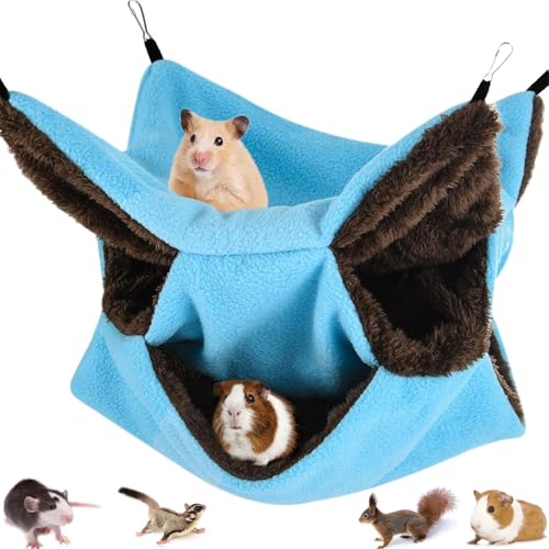 QEEROYO Meerschweinchen Hängematte, Hängematte für Kleintiere, DREI Schichten Hängematte Meerschweinchen, Weicher Plüsch Ratten Hängematten, Käfig Hängematte Set Zubehör, für Ratten, Hamster QEEROYO Meerschweinchen Hängematte, Hängematte für Kleintiere, DREI Schichten Hängematte Meerschweinchen, Weicher Plüsch Ratten Hängematten, Käfig Hängematte Set Zubehör, für Ratten, Hamster von QEEROYO