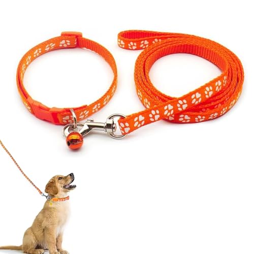 Welpenhalsband und Leine Set - Weiches, verstellbares Hundehalsband für kleine und mittelgroße Haustiere - Pfotenabdruck-Design Welpenhalsband und Leine Set - Weiches, verstellbares Hundehalsband für kleine und mittelgroße Haustiere - Pfotenabdruck-Design von QEEROYO