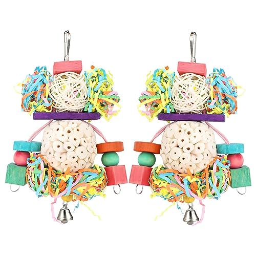 Papageienspielzeug zum Aufhängen, natürlich, weich, Sola-Ball, Schnabelschnabel, Kauspielzeug für Papageien, Nymphensittiche, Sittiche, 2 Stück von QELLON