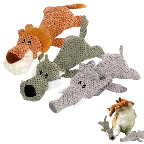 Robust Animal - Designed for Heavy Chewers, Robust Plush Animal Chew Toy for Dog, Unbreakable Interactive Pet Toy for Boredom, Indestructible Toy for Aggressive Small and Medium Dogs (ALL(3pcs)) von QEOTOH