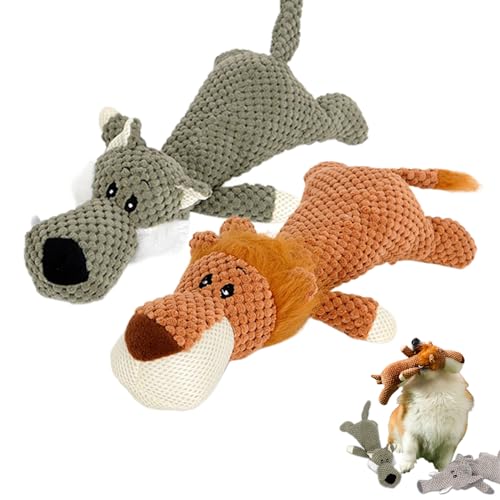 Robust Animal - Designed for Heavy Chewers, Robust Plush Animal Chew Toy for Dog, Unbreakable Interactive Pet Toy for Boredom, Indestructible Toy for Aggressive Small and Medium Dogs (Set A(2pcs)) von QEOTOH