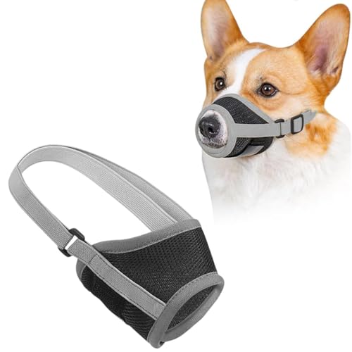 QEQSHQO Maulkorb für Hunde, Verstellbare Schlaufe, Hund um das Beißen, Bellen und Kauen von Hunden (M, Grau) von QEQSHQO
