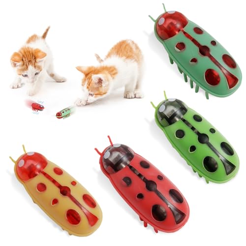 QESSUVNC 4 Stück Mini Käfer, Interaktives Katzenspielzeug Hund Katze Maus Käfer Fluchthindernis automatisches Umdrehen Haustier Lustiges Spielspielzeug für Katzen Kätzchen Training QESSUVNC 4 Stück Mini Käfer, Interaktives Katzenspielzeug Hund Katze Maus Käfer Fluchthindernis automatisches Umdrehen Haustier Lustiges Spielspielzeug für Katzen Kätzchen Training von QESSUVNC