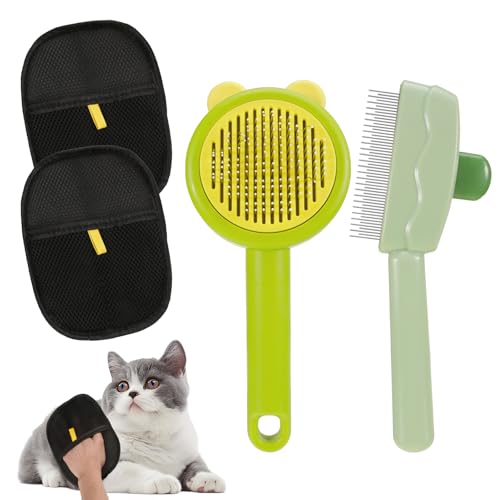 QESSUVNC 4 Teiliger Tierhaarreiniger Set, 2 Fellblitz Bürste Katze, 2 Tierhaarentferner Handschuh, Knoten öffnen, um Schwimmendes Haar zu Entfernen Edelstahl Katzenbürste und Massagehandschuhe QESSUVNC 4 Teiliger Tierhaarreiniger Set, 2 Fellblitz Bürste Katze, 2 Tierhaarentferner Handschuh, Knoten öffnen, um Schwimmendes Haar zu Entfernen Edelstahl Katzenbürste und Massagehandschuhe von QESSUVNC