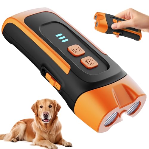 2025 Anti-Bell-Gerät für Hunde, 12 m, mit LED-Taschenlampe, 2 Modi, wiederaufladbar, stoppt Bellen für kleine, mittelgroße und große Hunde, für drinnen und draußen von QEWEUUIE