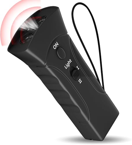 Antibell für Hunde, 2 Modi Antibell Ultraschall Gerät mit Stroboskop Taschenlampe, 25 Fuß Hundetrainings Antibell für Hunde für Meisten Hunde im Innen und Außenbereich Handheld Anti Bellen Gerät von QEWEUUIE