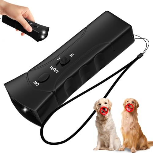 Bye Bye Barking, Anti-Bell-Gerät für Hunde, 7,6 m langes Hunde-Bell-Abschreckungsgerät, 2 Modi, Handheld-Ultraschall-Stopp-Bell-Gerät mit LED, für drinnen und draußen, Anti-Bell-Werkzeug für kleine von QEWEUUIE