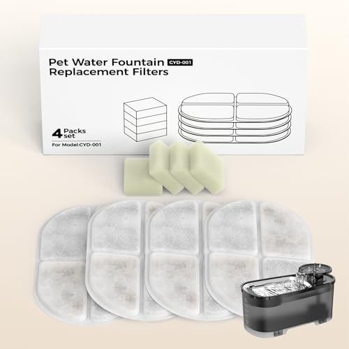 QEXREED Katzen-Trinkbrunnenfilter, Haustier-Wasserbrunnen-Filter-Ersatz – 4 x 4 Set (4 Filter, 4 Pumpen-Baumwolle) von QEXREED