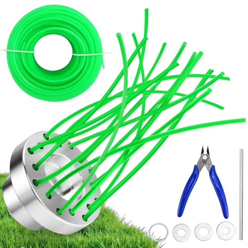 QGGTQG Nylon Unkrautbürste für Freischneider Rasentrimmer Unkrautbürste aus Aluminium Universal Wildkrautbürste für Motorsense Freischneider Zubehör mit 30m Nylonfäden und Adapter & Werkzeug von QGGTQG