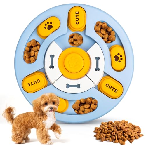 QGGTQG Puzzle Hundespielzeug Haustier Futternapf Intelligenz Futterspender Puzzle Lernspielzeug Katzentraining Langsamfütterer Anreicherung Intelligenz für Welpe und Katzen (Blau) von QGGTQG