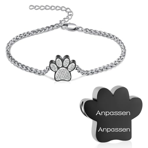 QGJNSGC Paw Urn Armband für Asche Hund Katze Haustier Pfote drucken Einäscherung Schmuck für Haustier Asche Tier Keepsake Memorial Charme Anhänger Armband von QGJNSGC