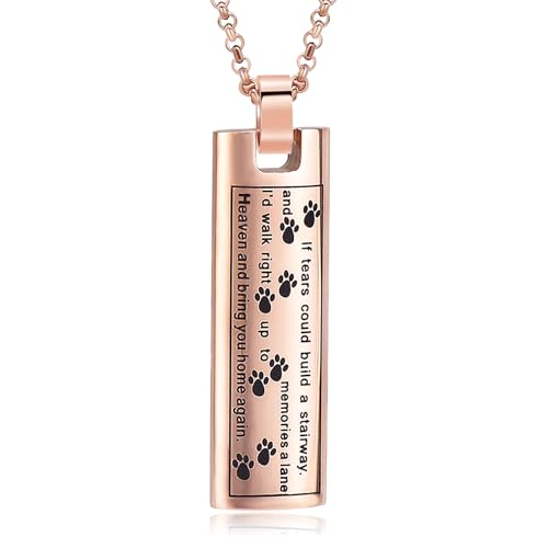 QGJNSGC Urne Halskette für Asche Haustier Pfote drucken Einäscherung Schmuck Memorial Anhänger für Hund Katze Asche Keepsake Locket Schmuck für Männer für Frauen von QGJNSGC