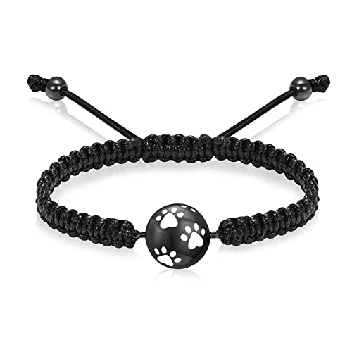 QGJNSGC Urnen-Armband für Asche für Damen und Herren, Hund, Katze, Pfotenabdruck, Haustier-Einäscherungsschmuck, verstellbares Erinnerungs-Andenken-Gliederarmband von QGJNSGC