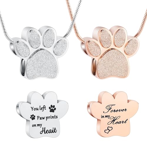QGJNSGC Urnen-Halskette für Asche, Pfotenabdruck Einäscherungs-Schmuck, Asche-Halskette Andenken-Schmuck für Haustier/Hund/Katze Asche Anhänger Gedenkstätte Geschenke QGJNSGC Urnen-Halskette für Asche, Pfotenabdruck Einäscherungs-Schmuck, Asche-Halskette Andenken-Schmuck für Haustier/Hund/Katze Asche Anhänger Gedenkstätte Geschenke von QGJNSGC