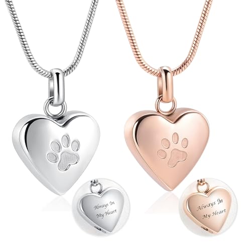 QGJNSGC Urnen-Halskette für Asche, Pfotenabdruck Einäscherungs-Schmuck, Asche-Halskette Andenken-Schmuck für Haustier/Hund/Katze Asche Anhänger Gedenkstätte Geschenke QGJNSGC Urnen-Halskette für Asche, Pfotenabdruck Einäscherungs-Schmuck, Asche-Halskette Andenken-Schmuck für Haustier/Hund/Katze Asche Anhänger Gedenkstätte Geschenke von QGJNSGC