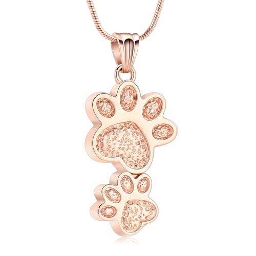QGJNSGC Urnen-Halskette für Asche Hund Haustier Asche Halskette Pfote Memorial Ash Souvenir Einäscherung Schmuck Geschenk für weibliche Hunde und Katzenliebhaber von QGJNSGC