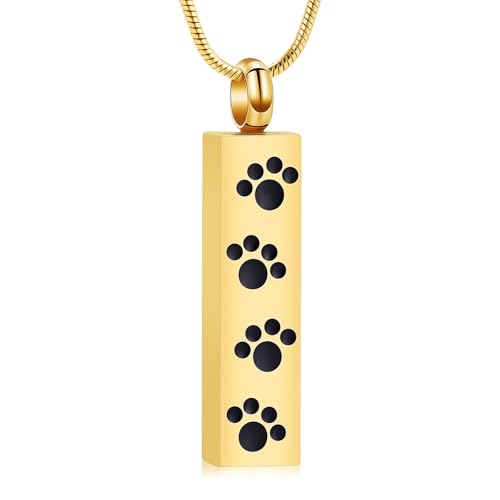 QGJNSGC Urnen-Halskette mit Pfotenabdruck für Asche, Haustier-Asche, Halskette, Einäscherungsschmuck, Gedenkanhänger für Hund, Katze, Asche, Andenken, Medaillon, Schmuck für Männer und Frauen QGJNSGC Urnen-Halskette mit Pfotenabdruck für Asche, Haustier-Asche, Halskette, Einäscherungsschmuck, Gedenkanhänger für Hund, Katze, Asche, Andenken, Medaillon, Schmuck für Männer und Frauen von QGJNSGC