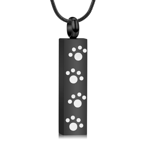 QGJNSGC Urnen-Halskette mit Pfotenabdruck für Asche, Haustier-Asche, Halskette, Einäscherungsschmuck, Gedenkanhänger für Hund, Katze, Asche, Andenken, Medaillon, Schmuck für Männer und Frauen QGJNSGC Urnen-Halskette mit Pfotenabdruck für Asche, Haustier-Asche, Halskette, Einäscherungsschmuck, Gedenkanhänger für Hund, Katze, Asche, Andenken, Medaillon, Schmuck für Männer und Frauen von QGJNSGC