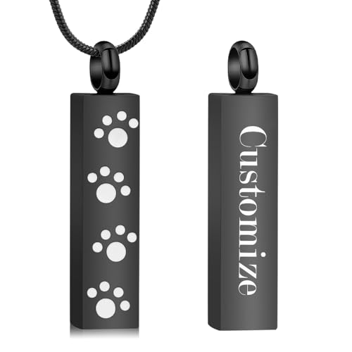 QGJNSGC Urnen-Halskette mit Pfotenabdruck für Asche, Haustier-Asche, Halskette, Einäscherungsschmuck, Gedenkanhänger für Hund, Katze, Asche, Andenken, Medaillon, Schmuck für Männer und Frauen QGJNSGC Urnen-Halskette mit Pfotenabdruck für Asche, Haustier-Asche, Halskette, Einäscherungsschmuck, Gedenkanhänger für Hund, Katze, Asche, Andenken, Medaillon, Schmuck für Männer und Frauen von QGJNSGC