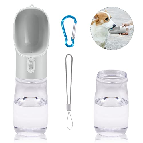 TUNAON Hund Wasserflasche, Multifunktionale Hundewasserflasche, Tragbare Trinkflasche für Hunde und Katzen, Pet Travel Water Drink Flasche (Grau/400ML) von TUNAON