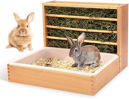 Heuraufe Kaninchen, Rabbit Hay Feeder, Hölzerner Rabbit Hay Feeder Für Kaninchen/Hasen/Meerschweinchen/Nager von QGUQSSL