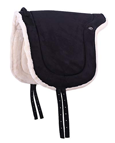 QHP Bareback Pad mit Kunstfell und Haltegriff (Shetty, Schwarz) von QHP