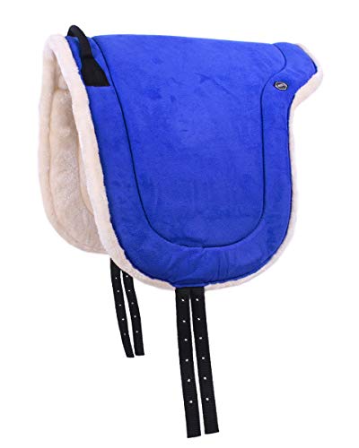 QHP Bareback Pad mit Kunstfell und Haltegriff (Warmblut, Kobaltblau) von QHP