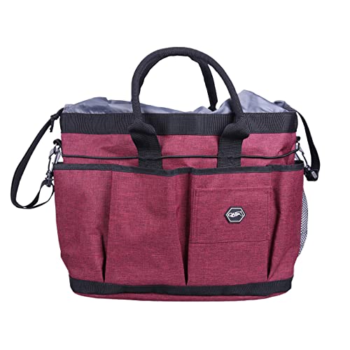 QHP Putztasche Pferd | Größe: 36 x 21 x 27 cm | Langlebiges Material | Vielseitig einsetzbar | Viel Stauraum | Angenehmes Tragen | Inklusive Netzfach (Bordeaux) von QHP