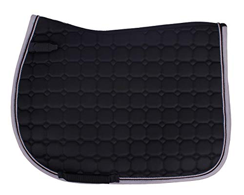 QHP Schabracke Florence extravagante Quadratsteppung 2 Zierkordeln (Shetty VS, Schwarz) von QHP
