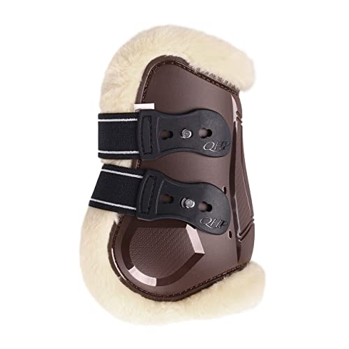 QHP Streichkappen Ontario mit Fellimitatfutter und Schnellverschlüssen (Warmblut, Braun) von QHP
