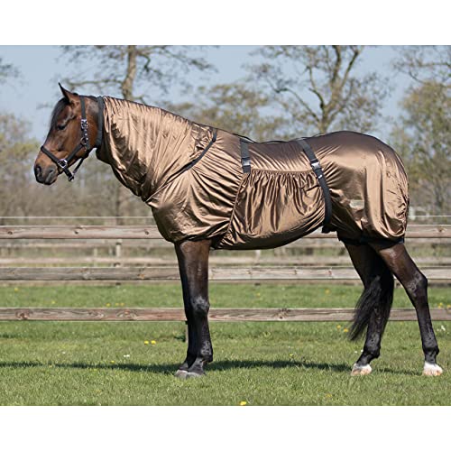 Ekzemdecke Pferd | Schützt vor Insekten & Sonne | Angenehmes Tragen | Perfekte Passform | Pflegeleicht | Fliegendecke Pferd (135 cm, Braun) von QHP