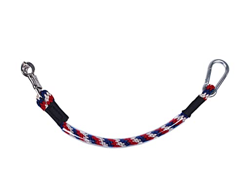 QHP Anhänger-Anbindestrick Traileranbinder Panikhaken + Karabiner 60 cm (inkl. Haken) (rot-weiß-blau) von QHP
