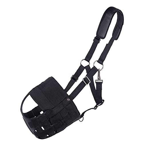 QHP Beweidungsmaske mit Nasenlöchern, Größe:Pony, Farbe:schwarz von QHP