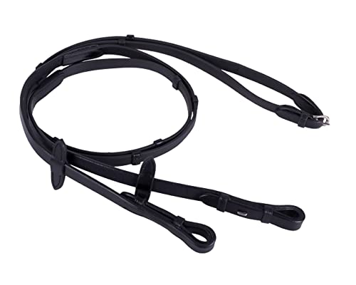 QHP Biothane-Zügel mit Lederstegen (Pony, schwarz) von QHP