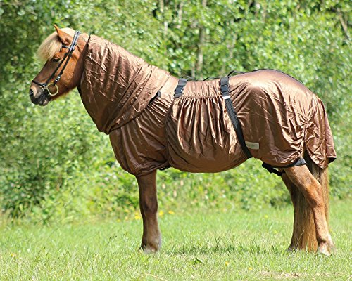 Ekzemdecke Pferd Icelandic | Geeignet für Islandpferde | Schützt vor Insekten | Extra großer Schweiflatz | Gummizug an Hals, Bauchlappen und Beinen | Pflegeleicht (125 cm) von QHP
