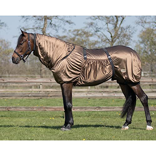 Ekzemdecke Pferd mit Hals und abnehmbarem Bauchlatz | Schützt vor Insekten | 75 - 175 cm | Atmungsaktiv | Einfach verstellbar | UV-beständig von QHP