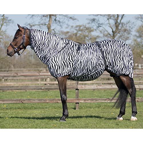 QHP Ekzemdecke mit Hals und abnehmbarem Bauchlatz (145 cm, Zebra) von QHP