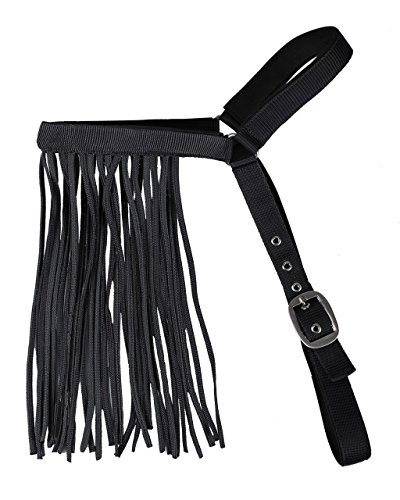 QHP Fliegenfransen Extra mit Stirn- und Kehlriemen (Warmblut extra, schwarz) von QHP
