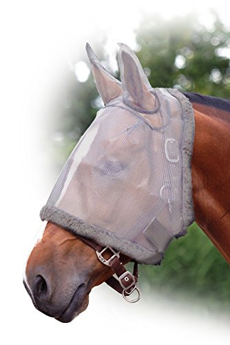 QHP Fliegenschutzmaske mit Ohren Fliegenschutz Kopf grau Diverse Größen (Pony) von QHP