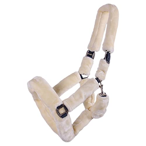QHP Halfter Alaska komplett mit weichem Teddy-Kunstfell bezogen (Shetty, Grau/Creme) von QHP