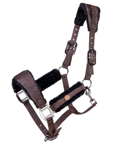 QHP Halfter Classy Kunstfellpolster (Pony, Dunkelbraun) von QHP