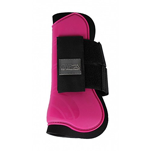 QHP Hartschalen-Gamaschen vorne innen Neopren Klettverschluss (Warmblut, Fuchsia) von QHP