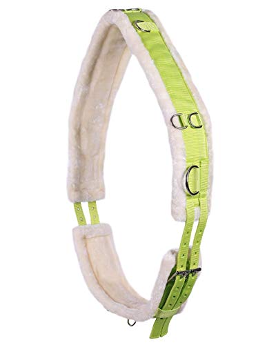 QHP Longiergurt Ontario auf beiden Seiten einstellbar, mit Mehreren Ringen und weichem Kunstfell (Vollblut, Lime) von QHP
