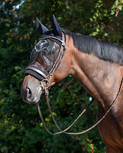 QHP Ohrenhaube mit Fliegenschutzmaske Klettverschluß elastische Ohren schwarz (Pony) von QHP