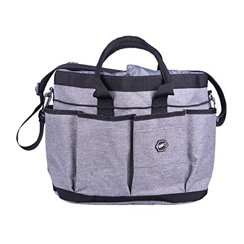 QHP Putztasche Pferd | Grš§e: 36 x 21 x 27 cm | Vielseitig einsetzbar | Viel Stauraum | Angenehmes Tragen | Inklusive Netzfach (Grau) von QHP