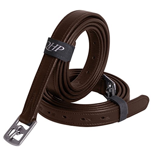 QHP Steigbügelriemen Stark aus Leder mit Edelstahl-Schnallen 3 Größen 2 Farben (135 cm, Braun) von QHP